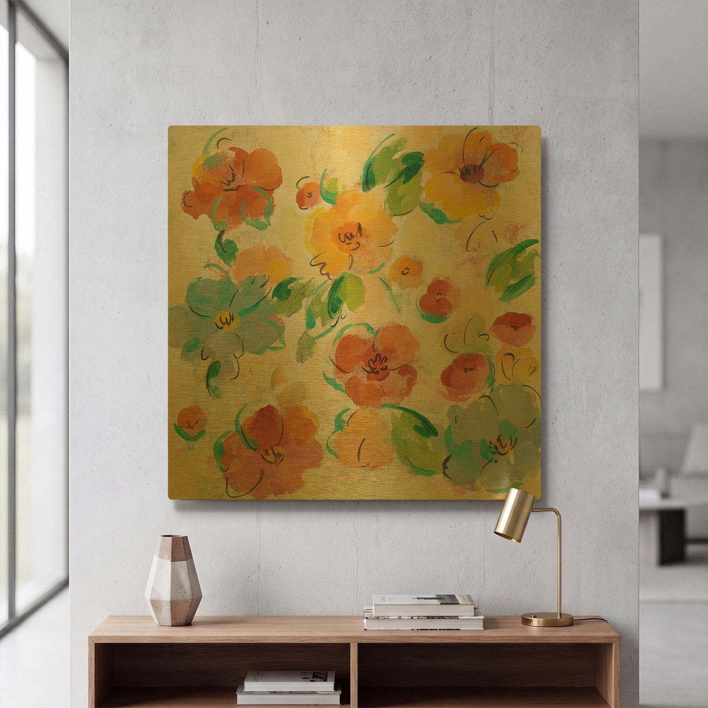 'Playful Floral Trio III' By Silvia Vassileva Gold Metal Wall Art