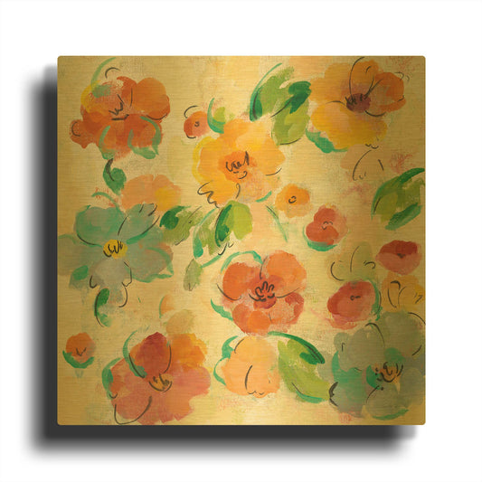 'Playful Floral Trio III' By Silvia Vassileva Gold Metal Wall Art