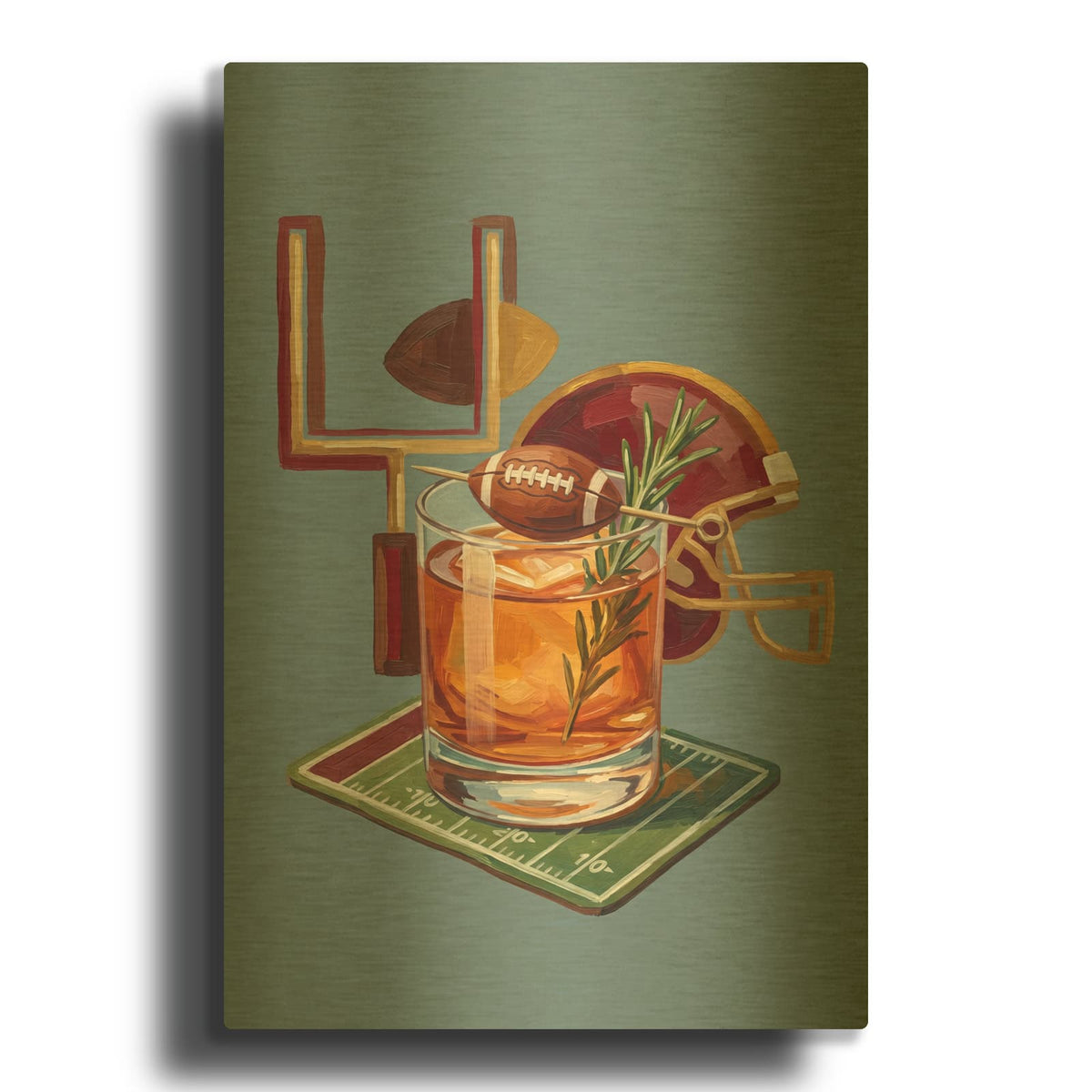 'Sports Spirits - Football' By Ann Klee Gold Metal Wall Art