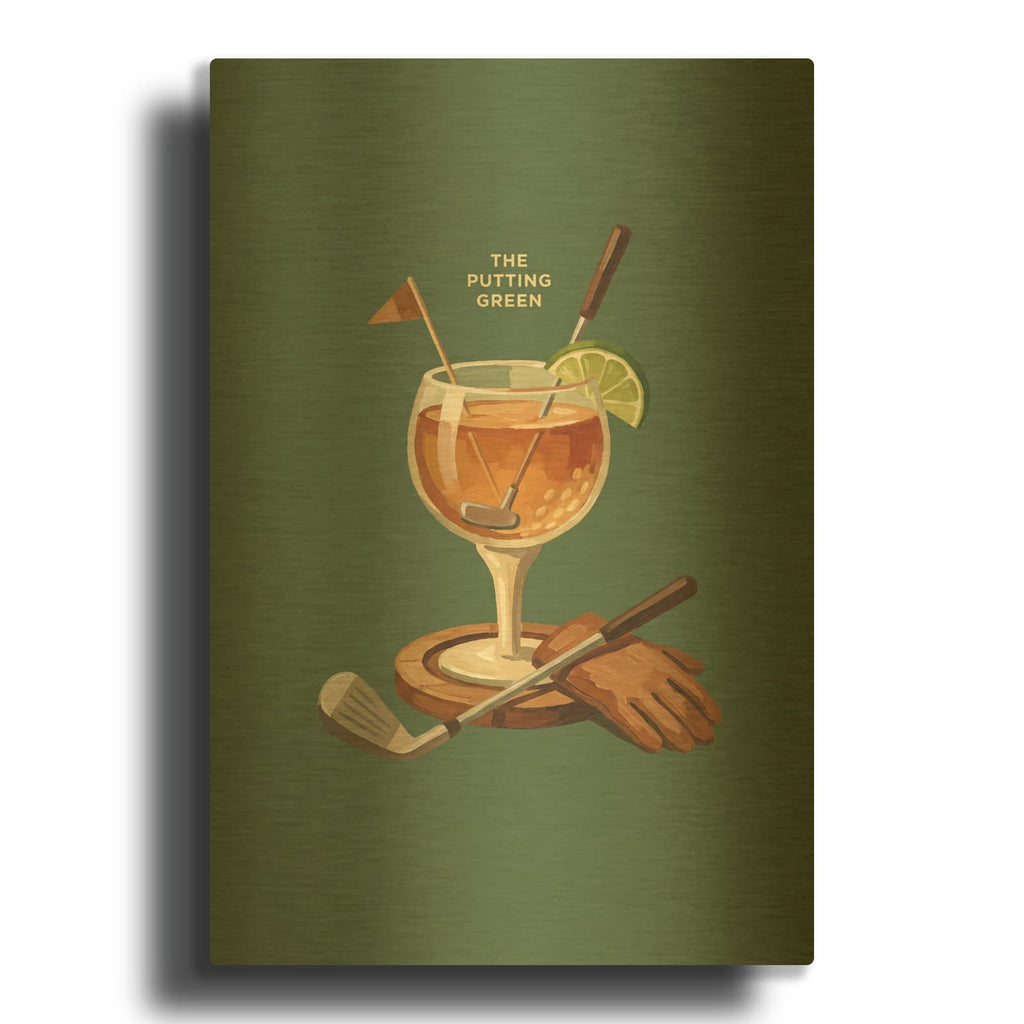 'Sports Spirits - Golf' By Ann Klee Gold Metal Wall Art