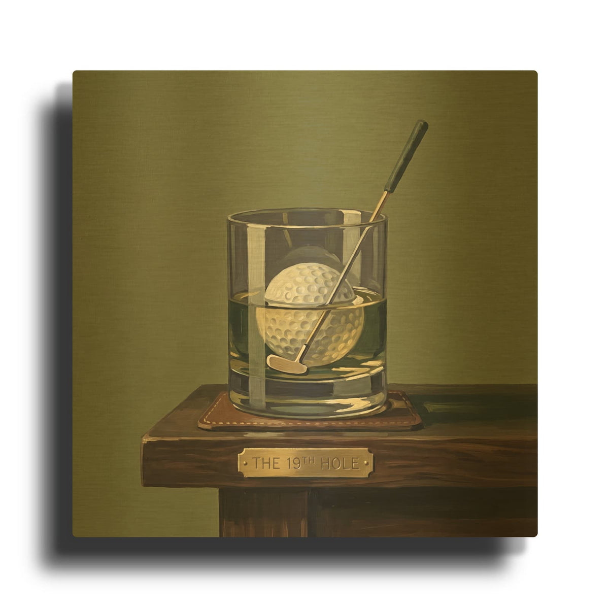 'The 19th Hole Golf' By Ann Klee Gold Metal Wall Art