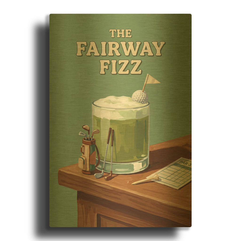 'The Fairway Fizz' By Ann Klee Gold Metal Wall Art