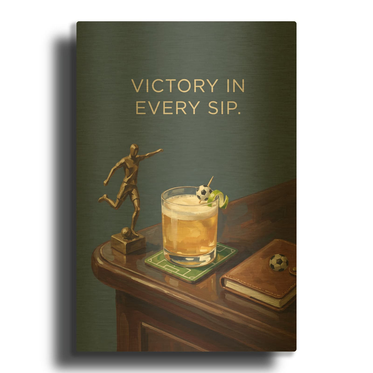 'Victory In Every Sip' By Ann Klee Gold Metal Wall Art