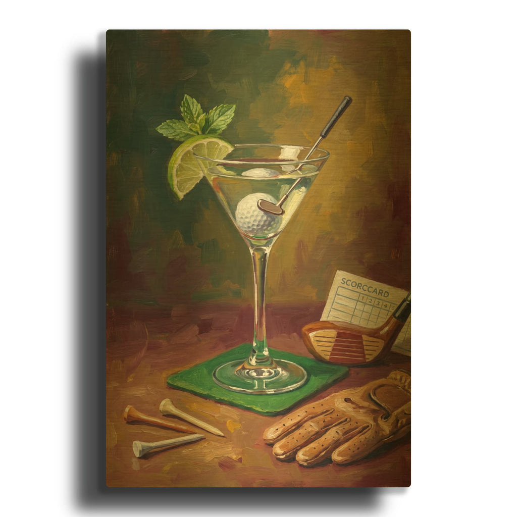 'Vintage Gold Martini' By Ann Klee Gold Metal Wall Art