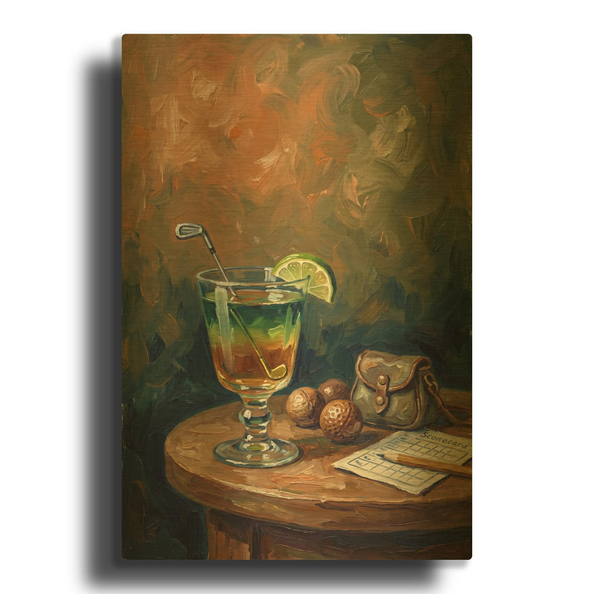 'Vintage Golf Cocktail' By Ann Klee Gold Metal Wall Art