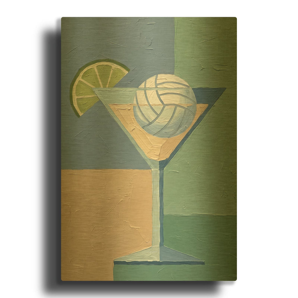 'Volleyball Cocktail' By Ann Klee Gold Metal Wall Art
