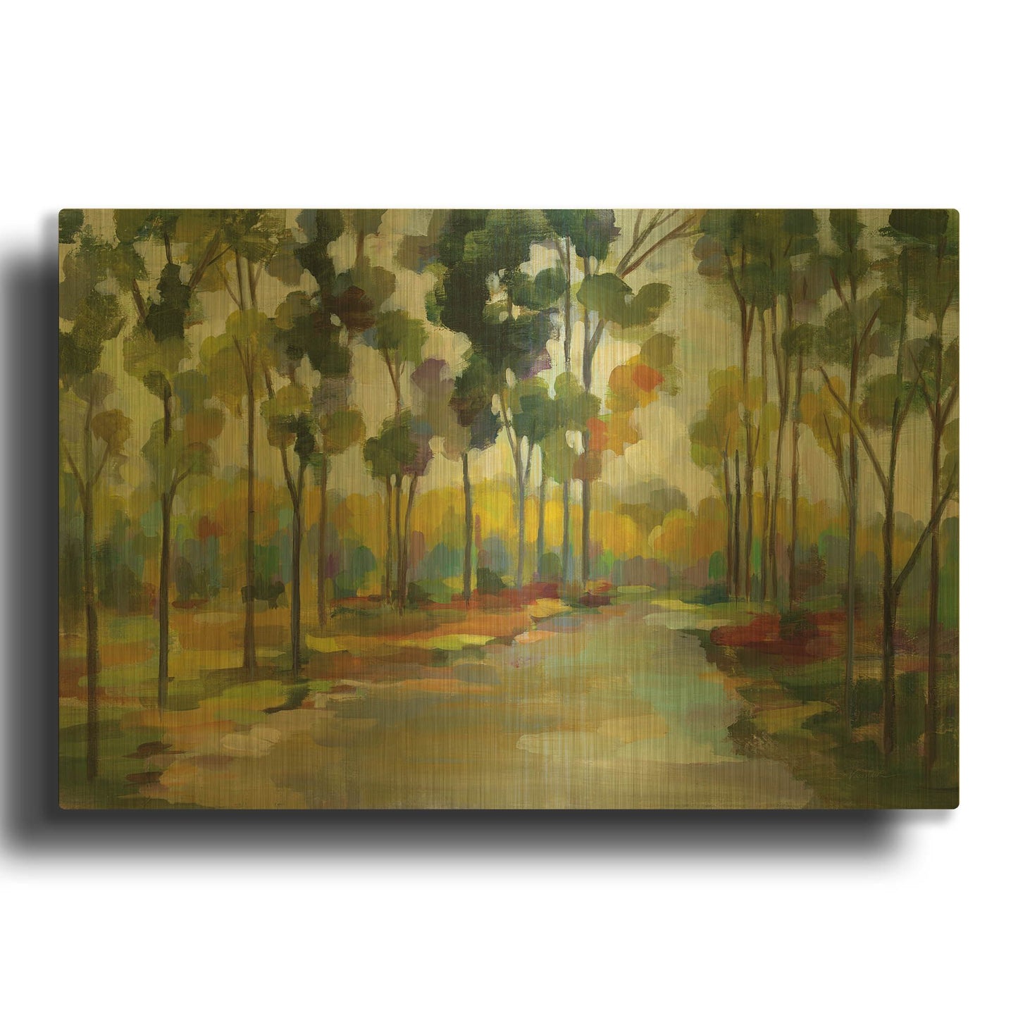 'Path in the Forest' By Silvia Vassileva Gold Metal Wall Art