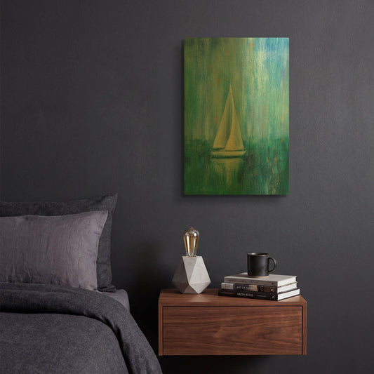 'Sailboat Simplicity I' By Silvia Vassileva Gold Metal Wall Art