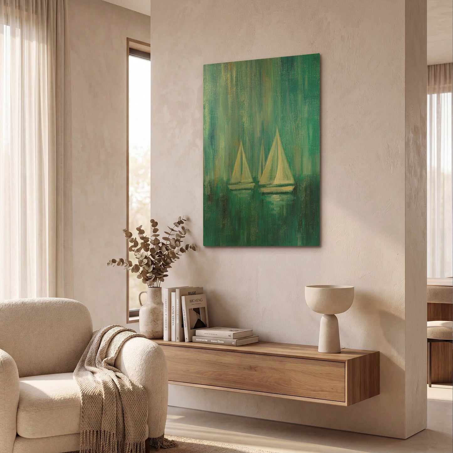 'Sailboat Simplicity II' By Silvia Vassileva Gold Metal Wall Art