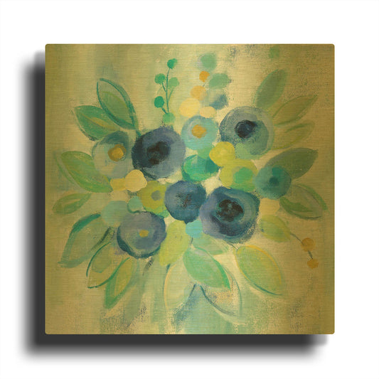 'Floral Array' By Silvia Vassileva Gold Metal Wall Art