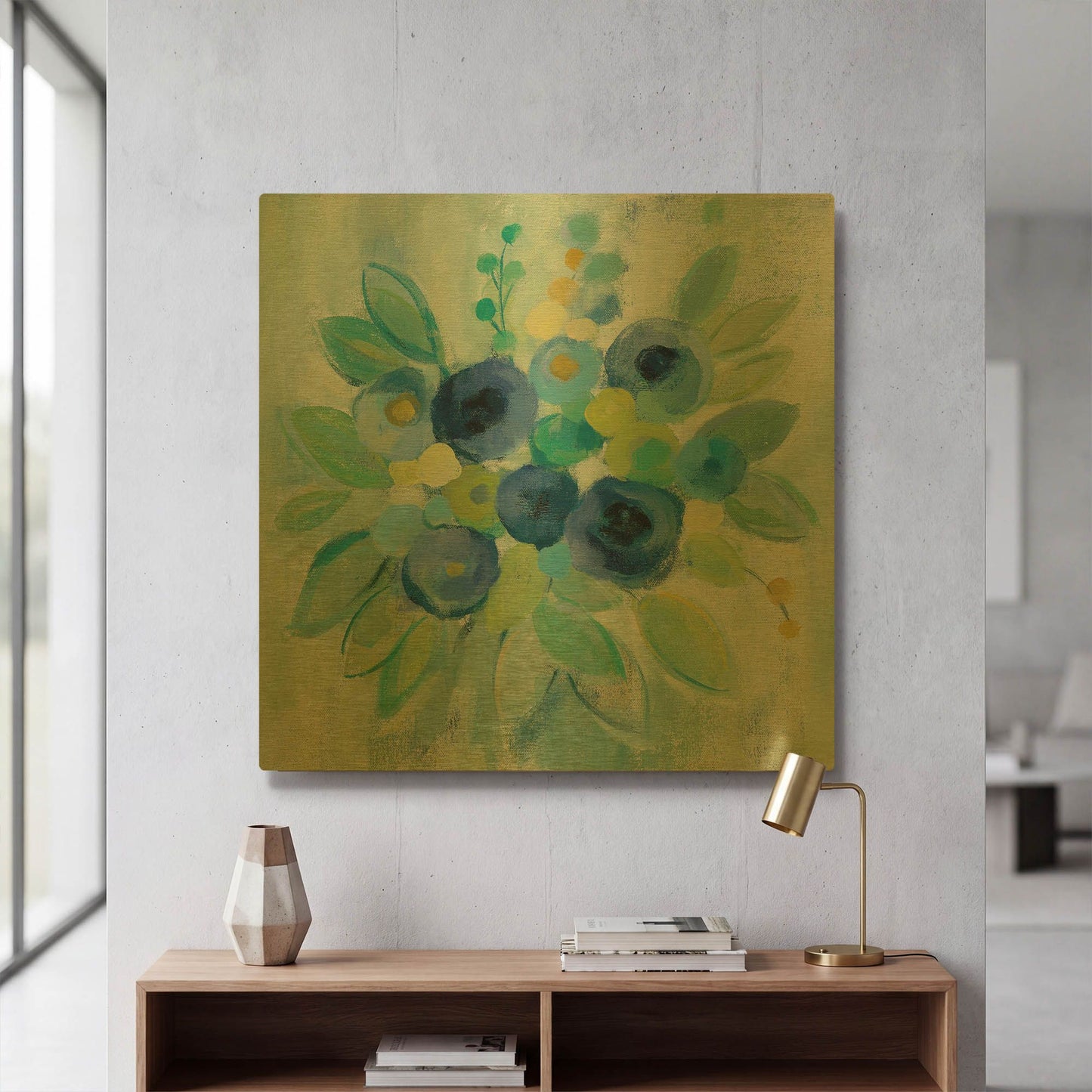 'Floral Array' By Silvia Vassileva Gold Metal Wall Art