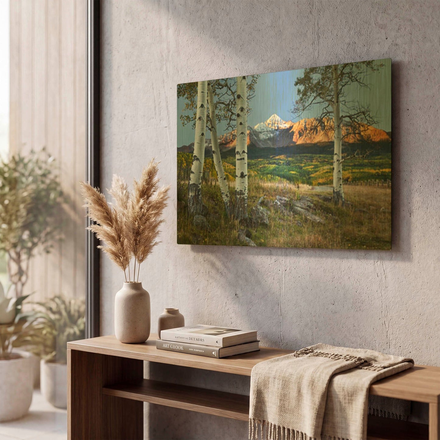 'Wilson Peak Foreground Aspens' By Larry Malvin Gold Metal Wall Art