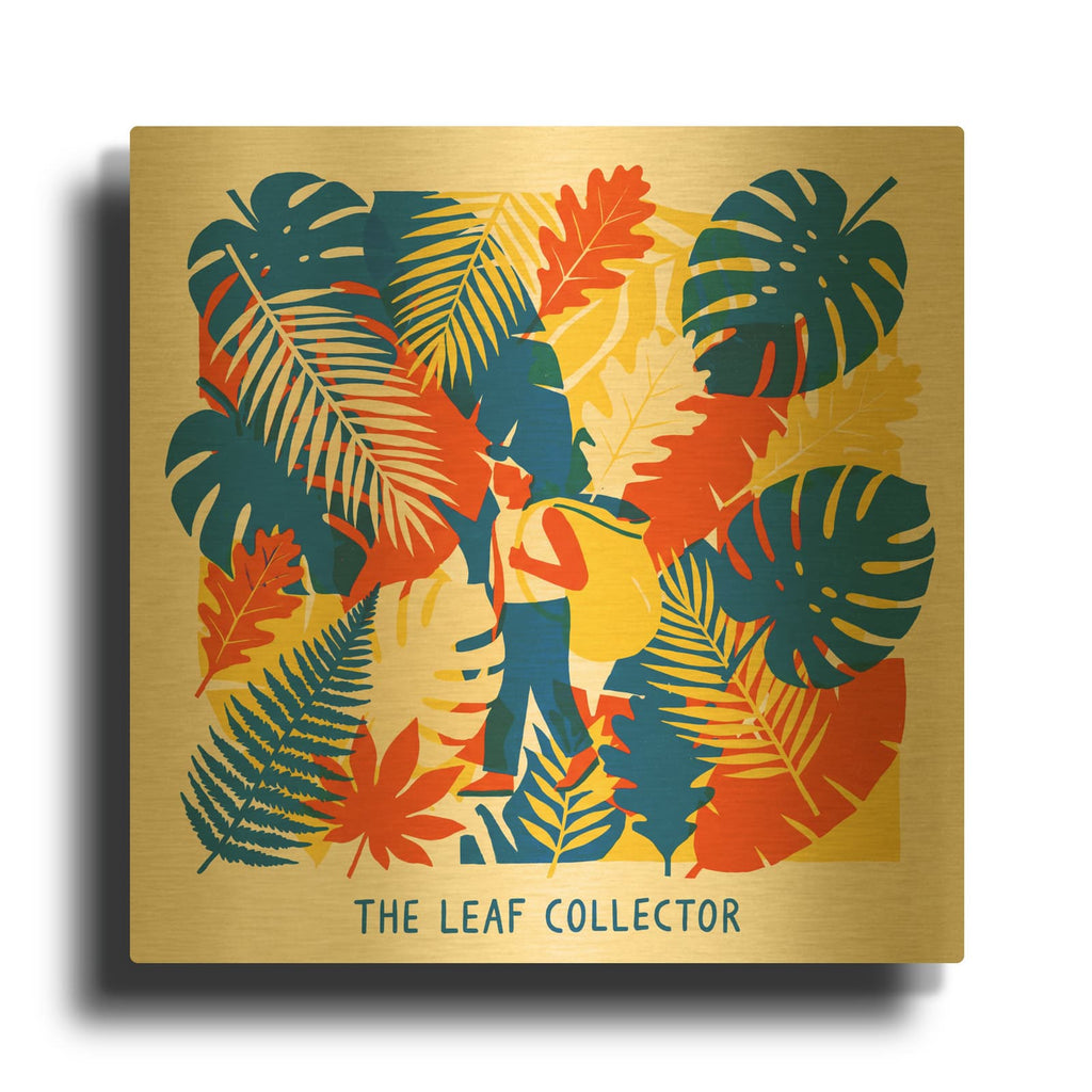 'Pop Botanical Leaves' By Ann Klee Gold Metal Wall Art