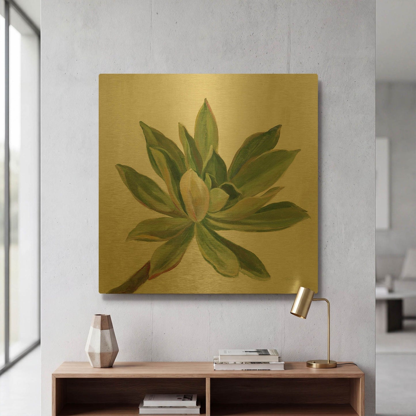 'Front Yard Succulent I' By Silvia Vassileva Gold Metal Wall Art