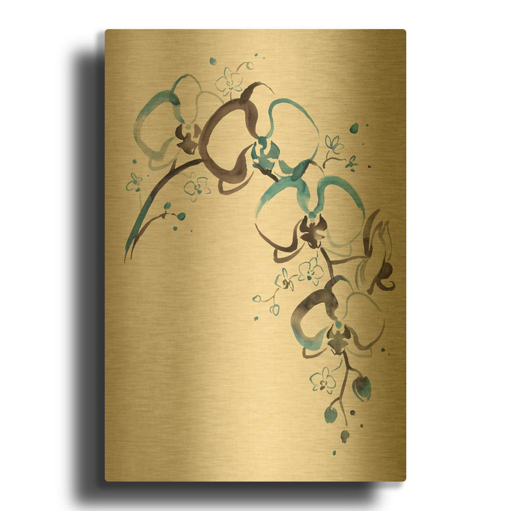 'Tranquil Architectural Orchids' By Ann Klee Gold Metal Wall Art