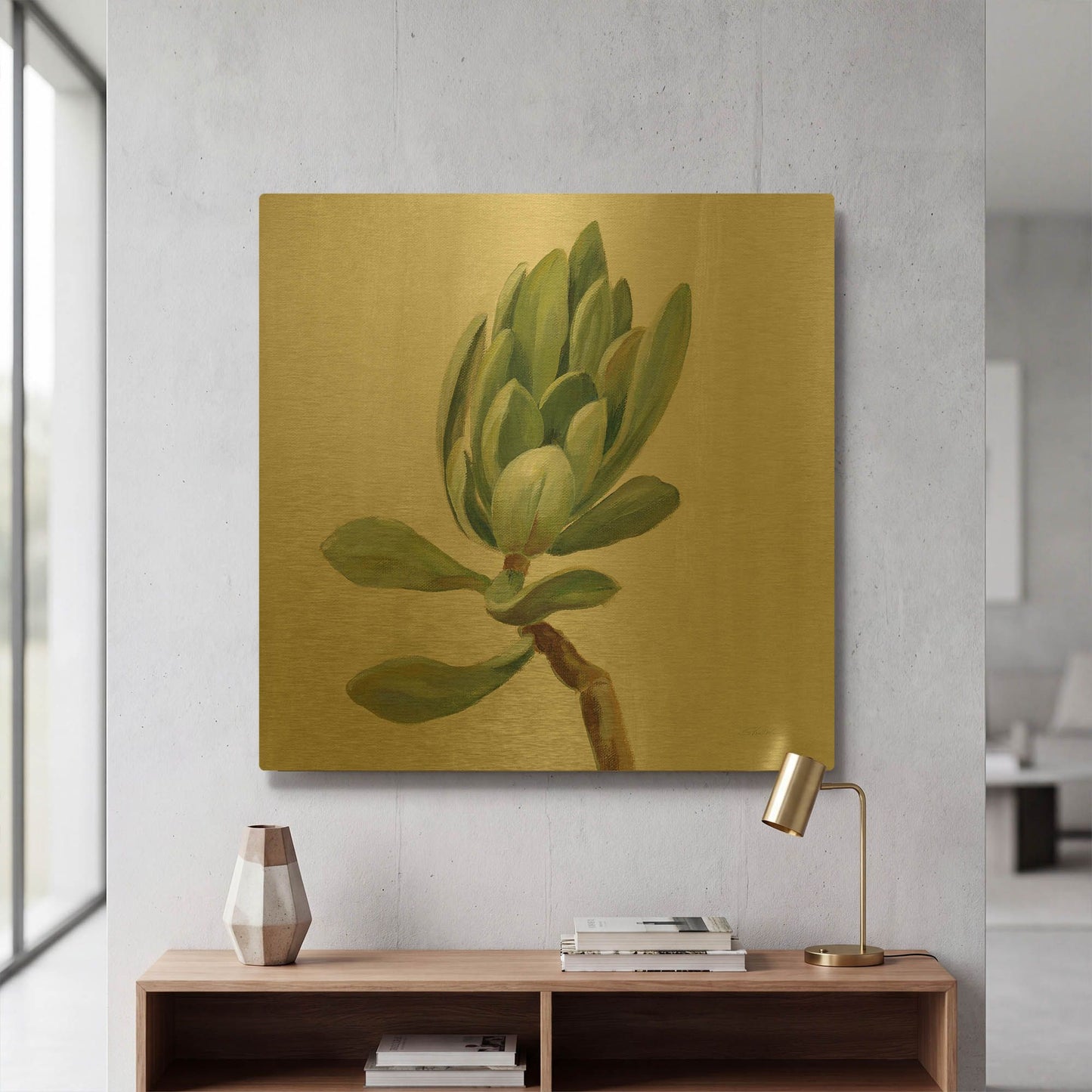 'Front Yard Succulent III' By Silvia Vassileva Gold Metal Wall Art