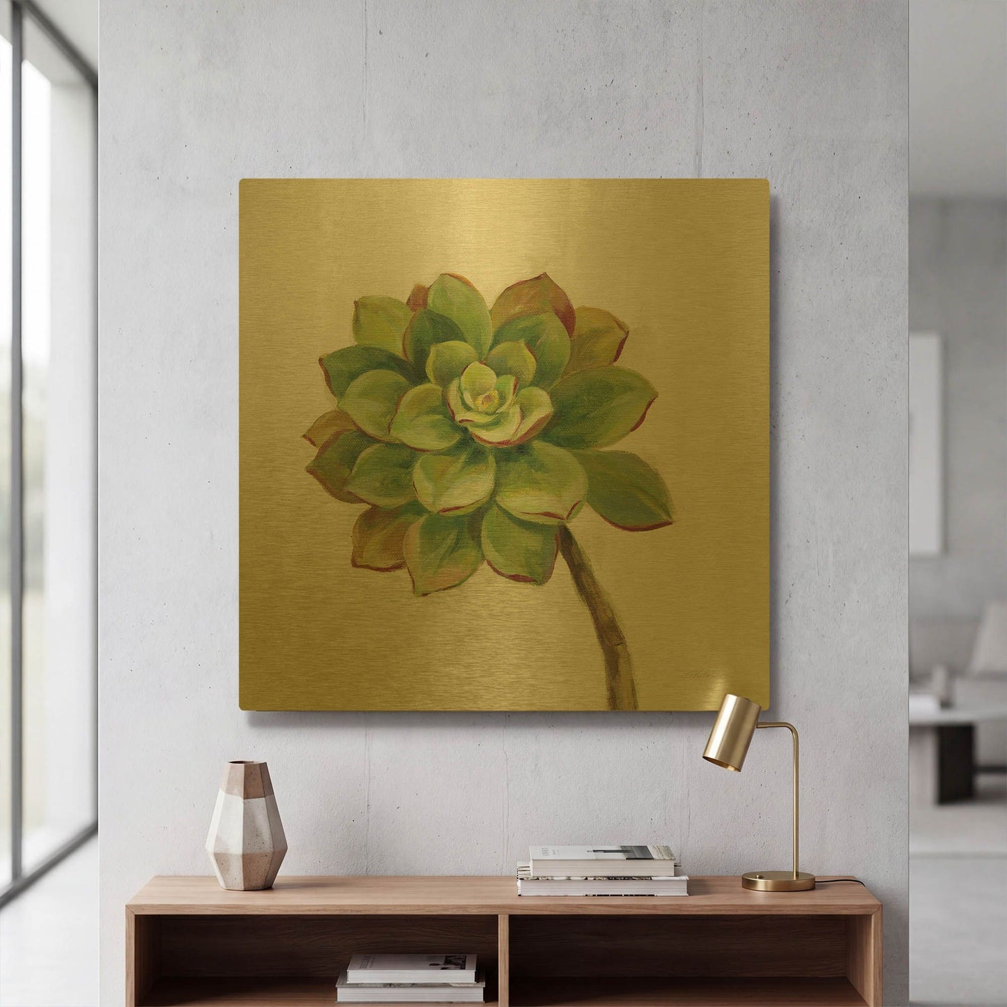 'Front Yard Succulent IV' By Silvia Vassileva Gold Metal Wall Art