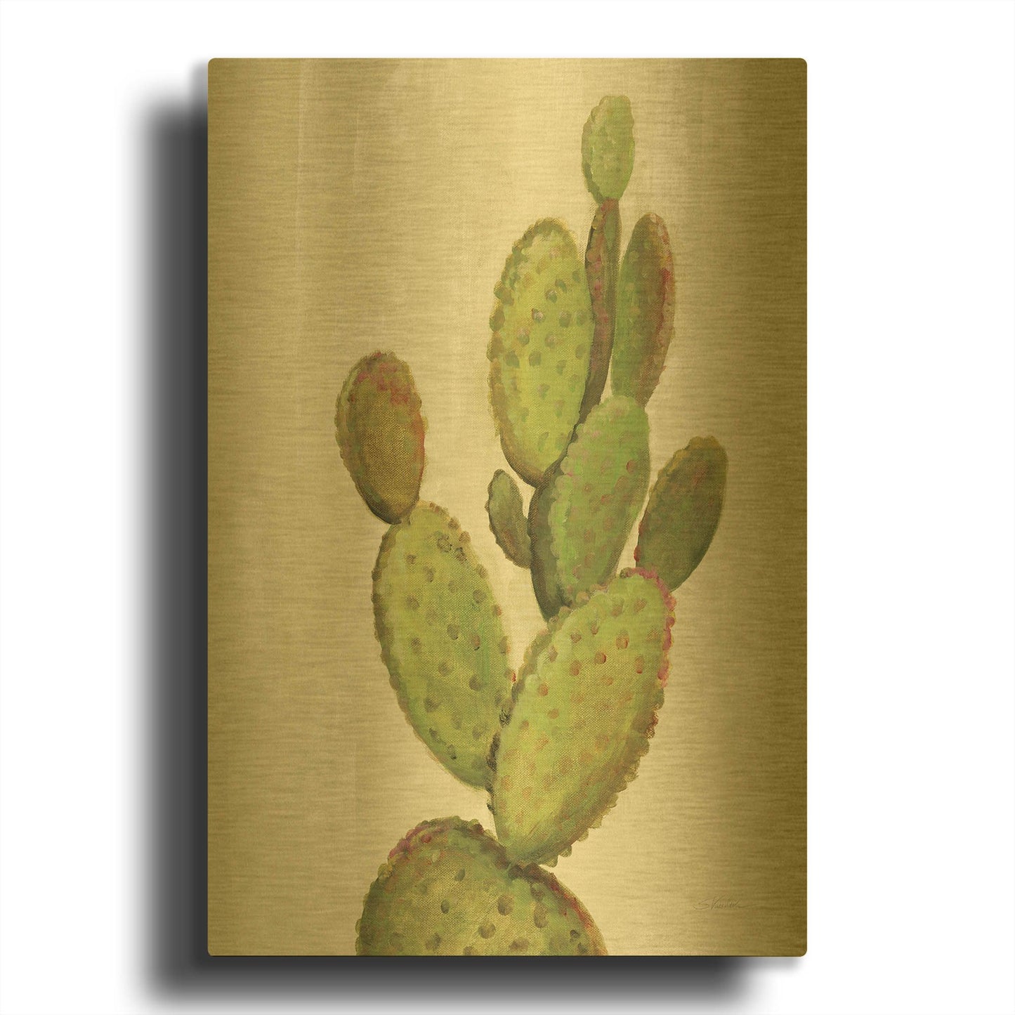 'Front Yard Cactus I' By Silvia Vassileva Gold Metal Wall Art