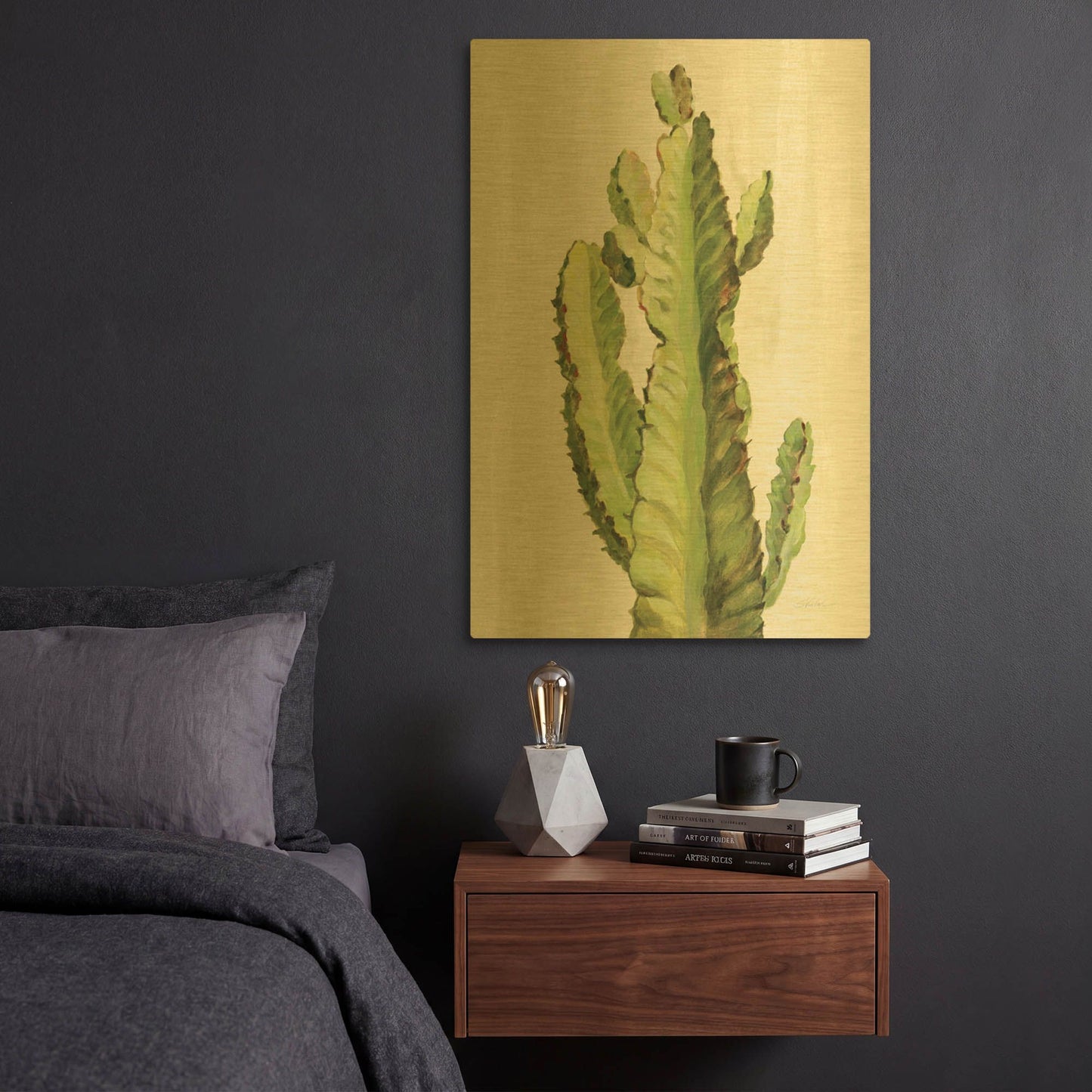 'Front Yard Cactus II' By Silvia Vassileva Gold Metal Wall Art