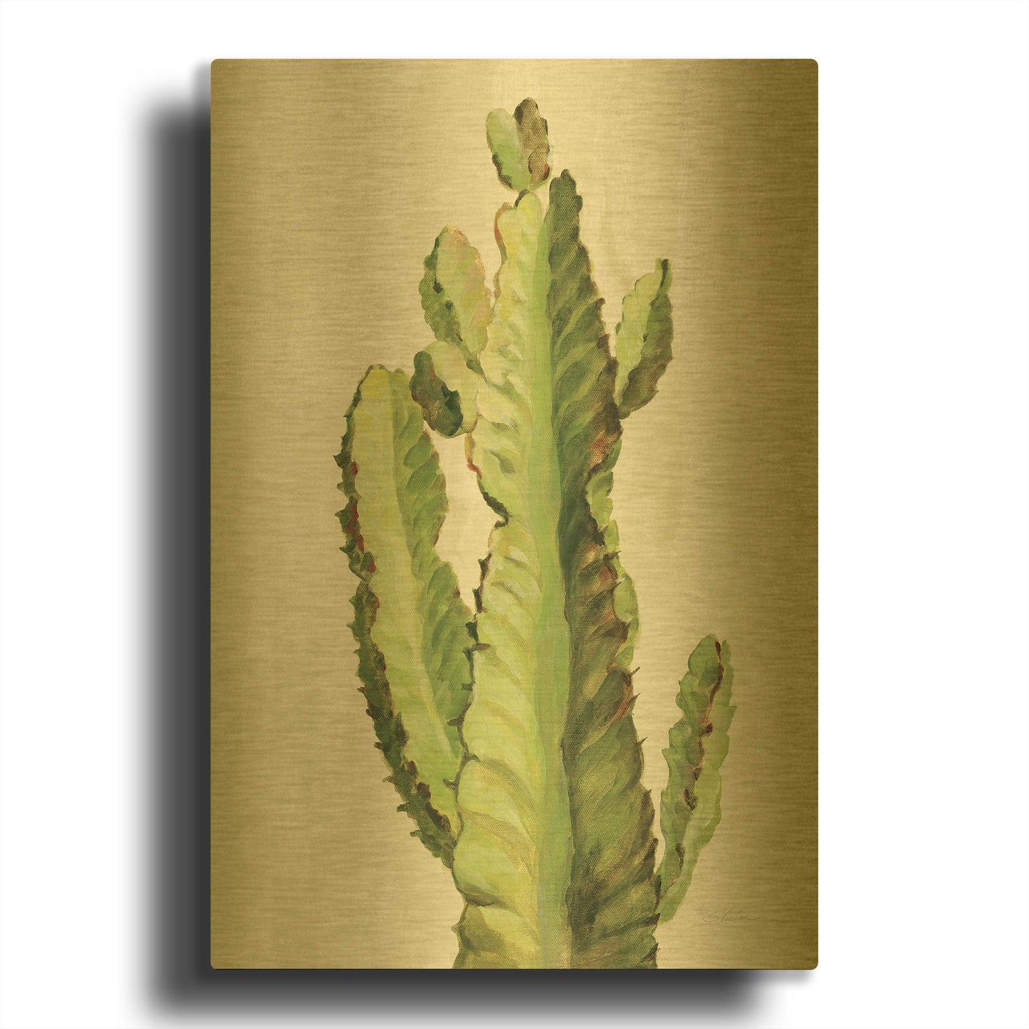 'Front Yard Cactus II' By Silvia Vassileva Gold Metal Wall Art