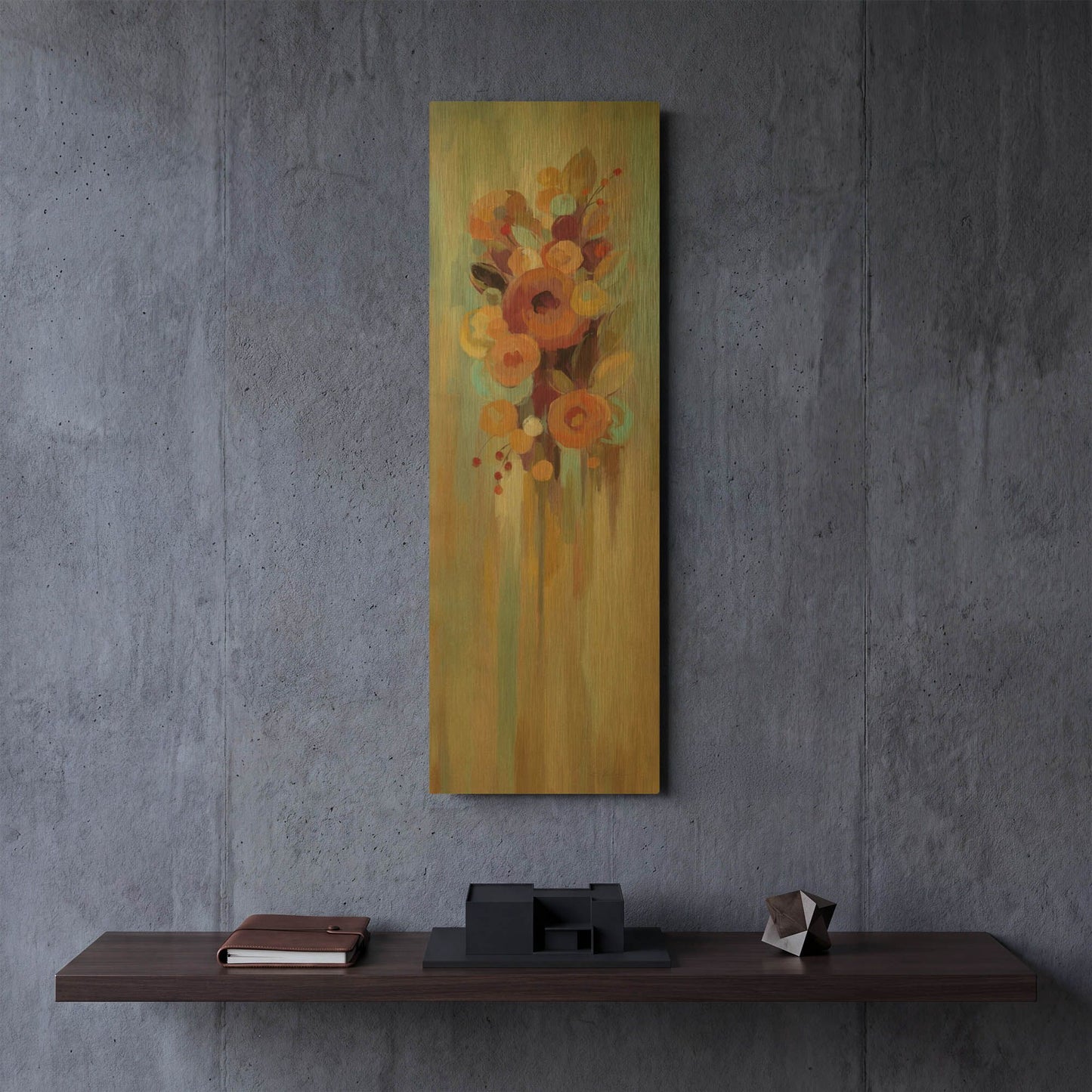 'Tall Autumn Flowers I' By Silvia Vassileva Gold Metal Wall Art