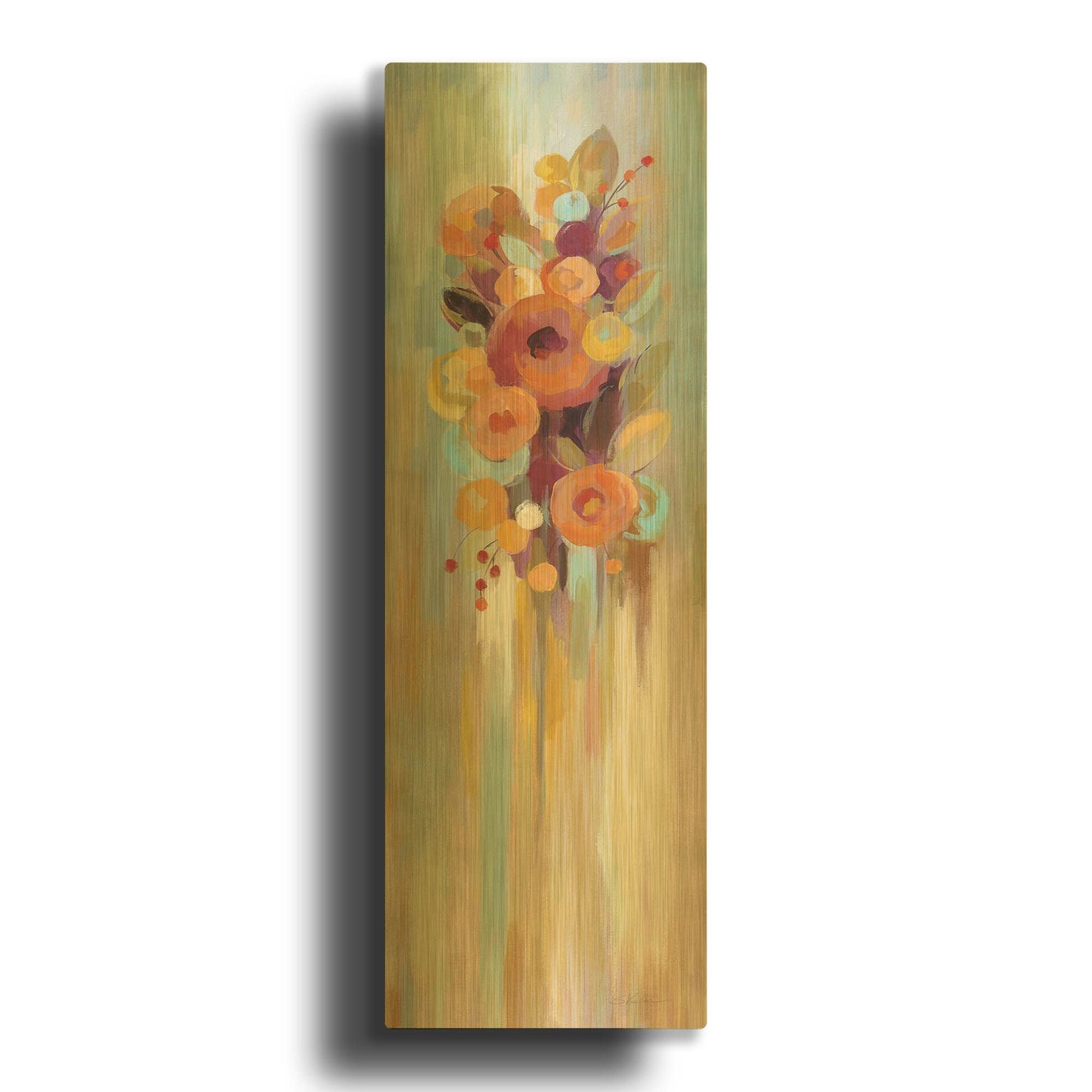 'Tall Autumn Flowers I' By Silvia Vassileva Gold Metal Wall Art