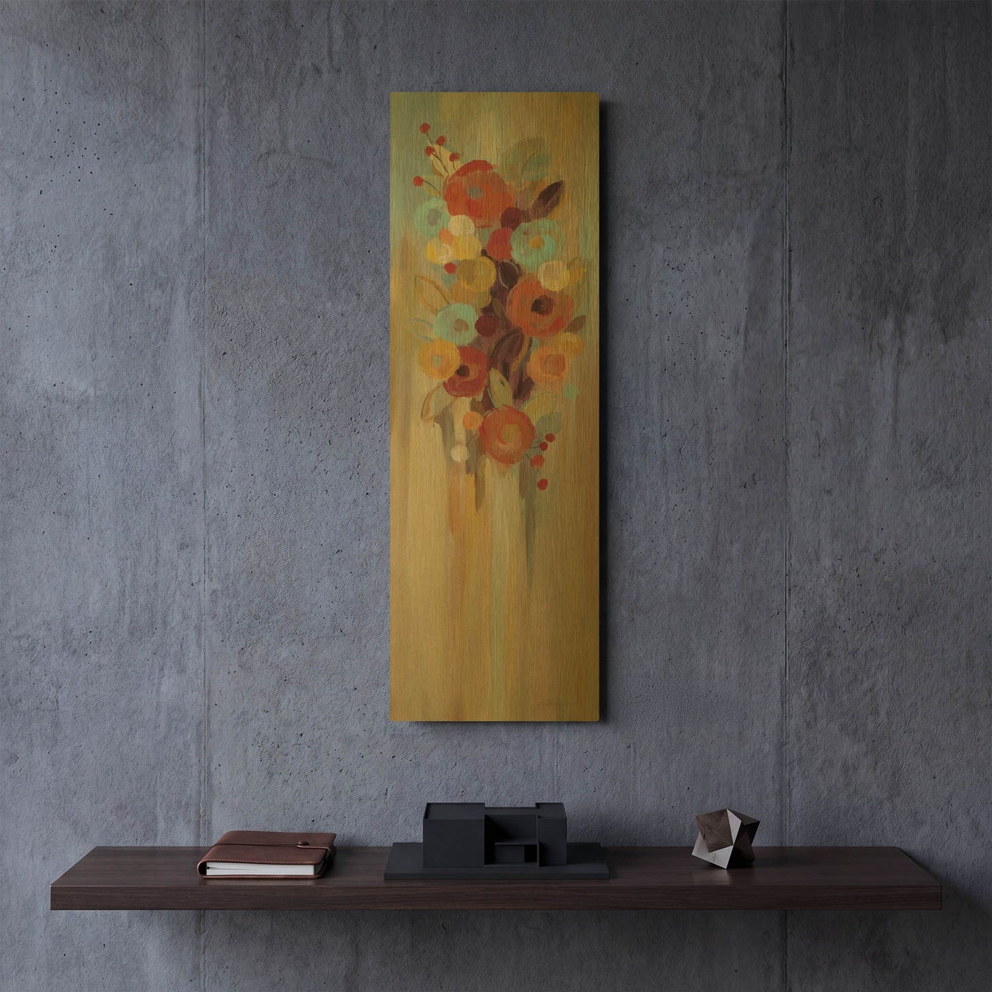 'Tall Autumn Flowers II' By Silvia Vassileva Gold Metal Wall Art