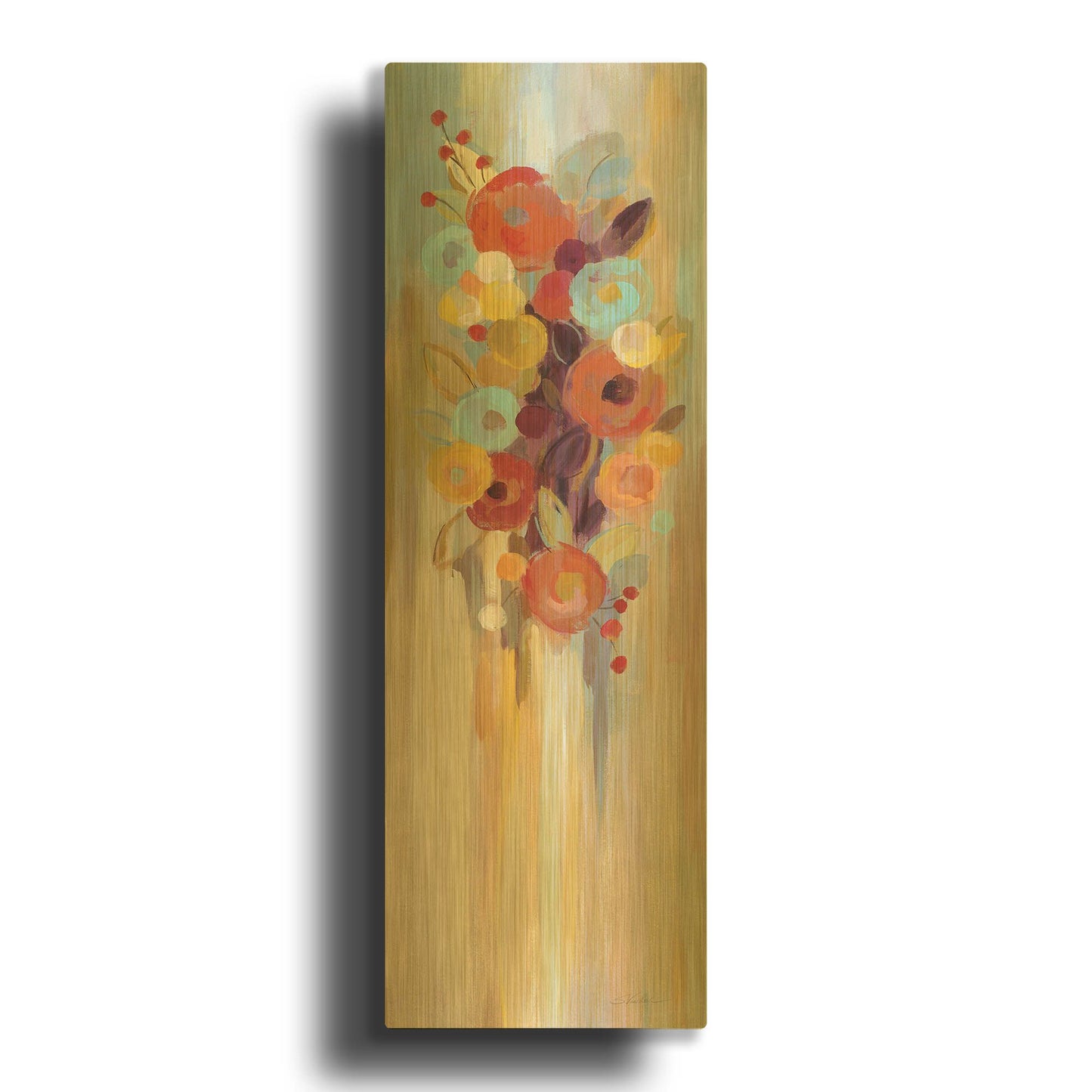 'Tall Autumn Flowers II' By Silvia Vassileva Gold Metal Wall Art