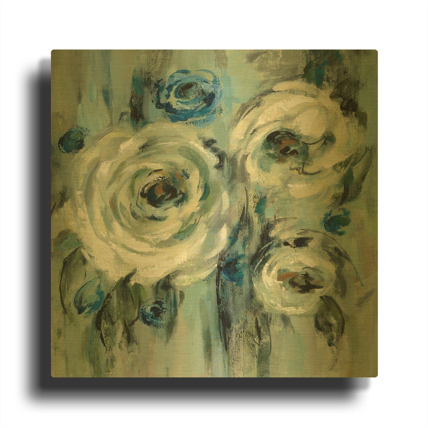 'Big Sage Flowers' By Silvia Vassileva Gold Metal Wall Art