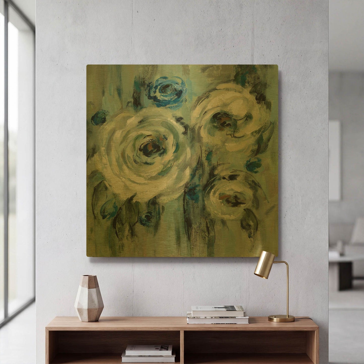'Big Sage Flowers' By Silvia Vassileva Gold Metal Wall Art