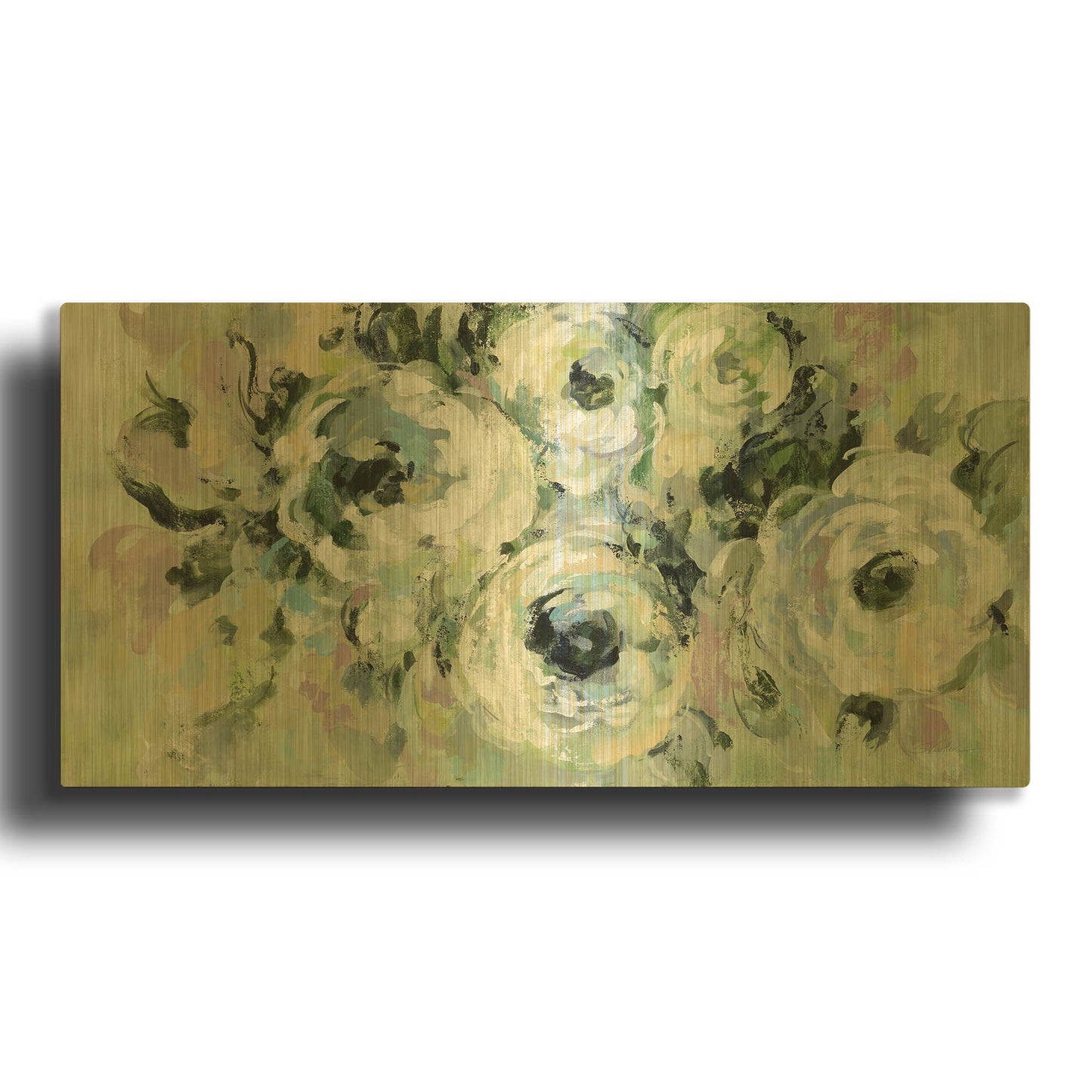 'Sage and Lavender Peonies' By Silvia Vassileva Gold Metal Wall Art