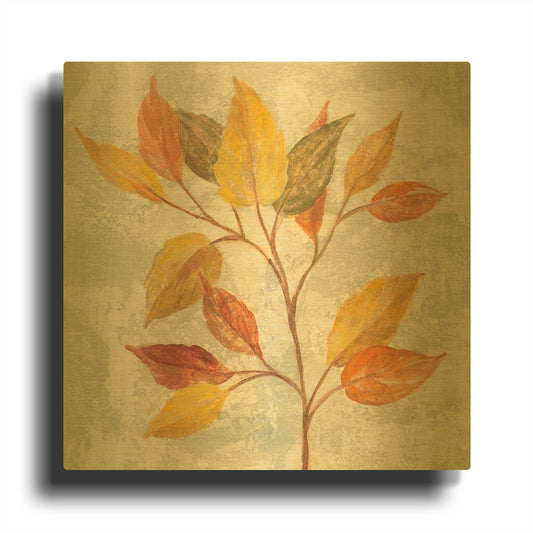 'November Leaves II' By Silvia Vassileva Gold Metal Wall Art