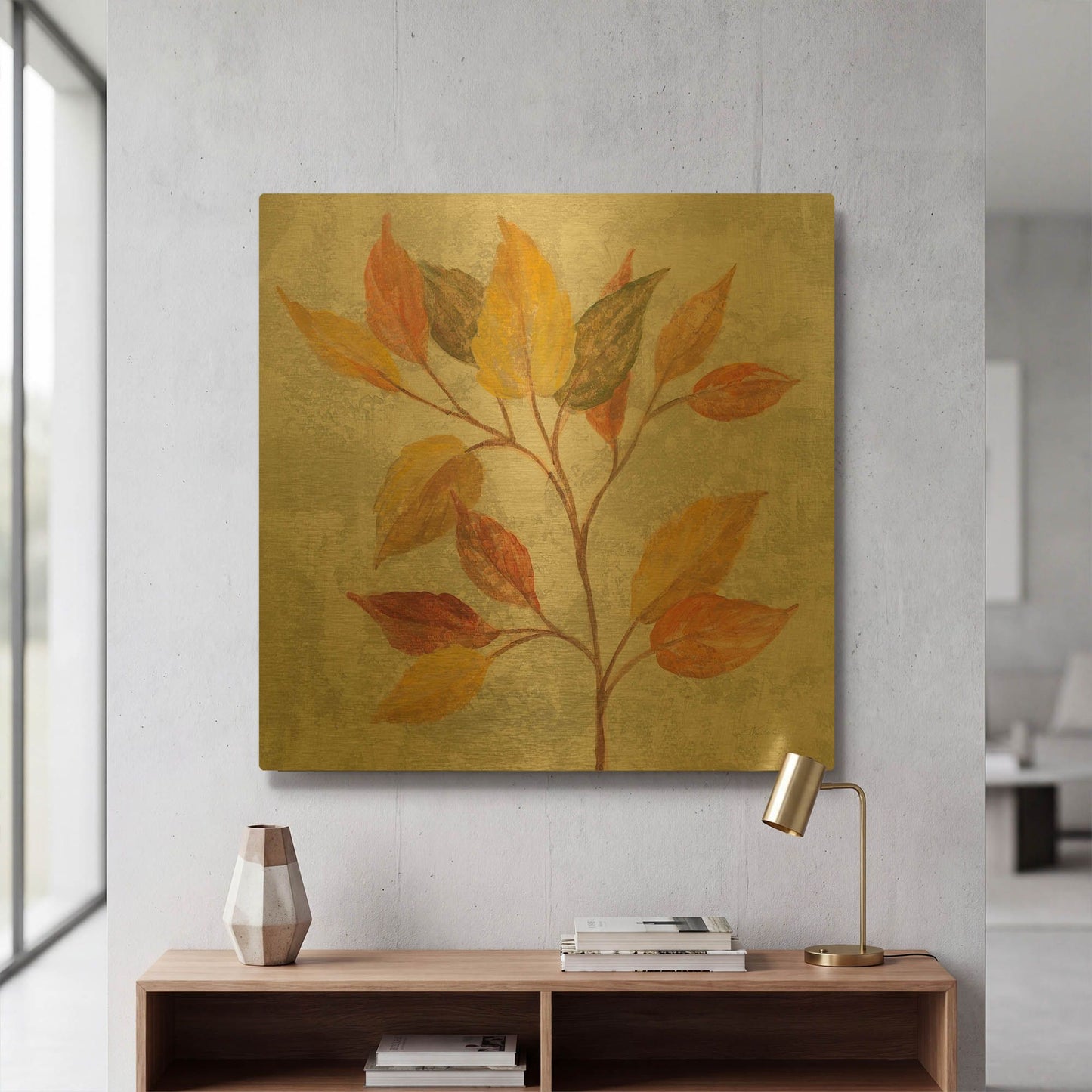 'November Leaves II' By Silvia Vassileva Gold Metal Wall Art