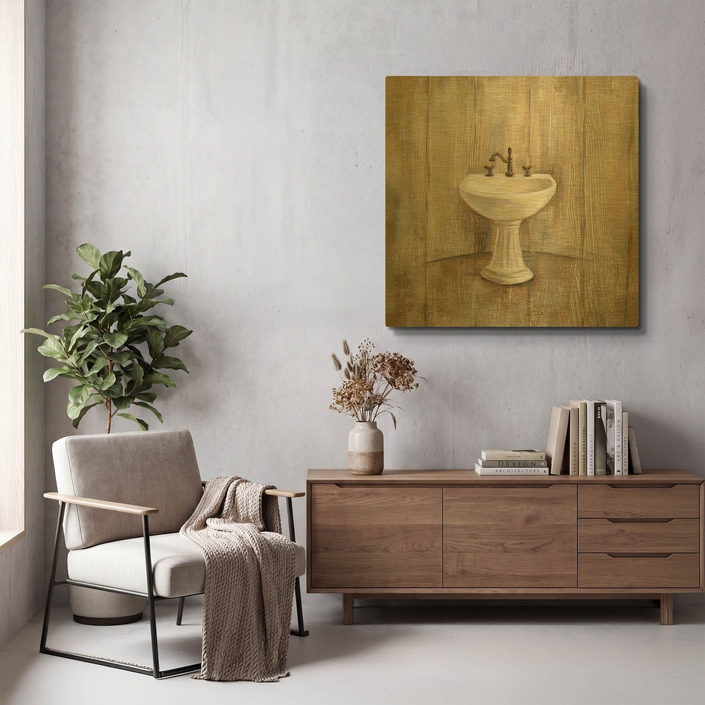 'Cottage Bathroom II' By Silvia Vassileva Gold Metal Wall Art