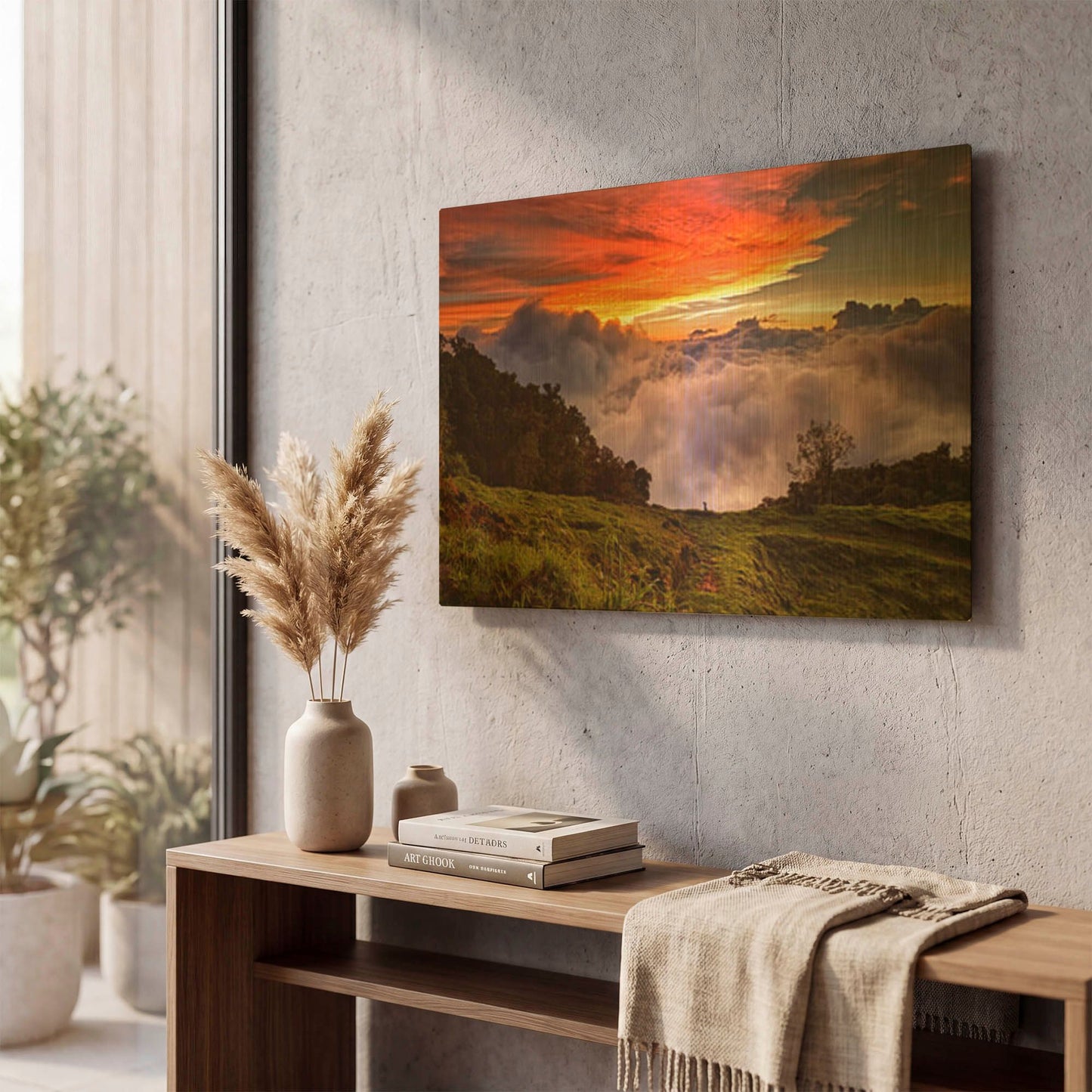'Mtn Cloud Sunset' By Larry Malvin Gold Metal Wall Art