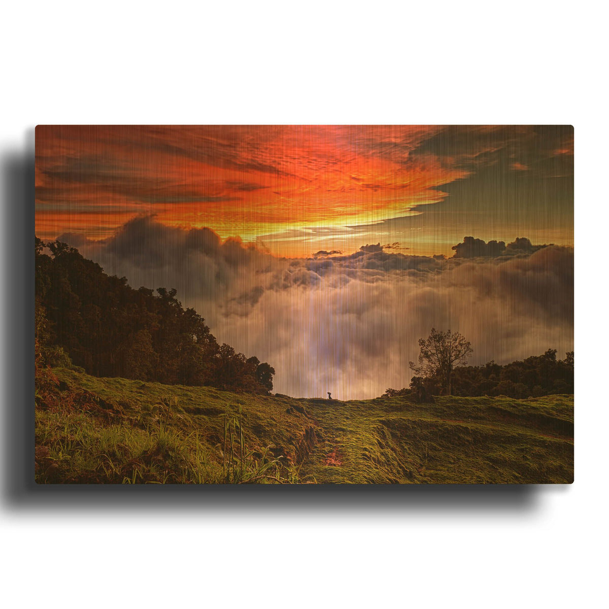 'Mtn Cloud Sunset' By Larry Malvin Gold Metal Wall Art