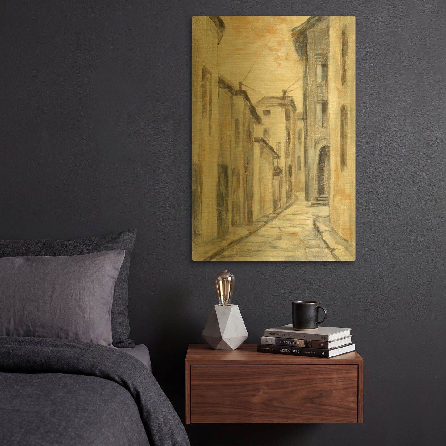 'European Village II' By Silvia Vassileva Gold Metal Wall Art