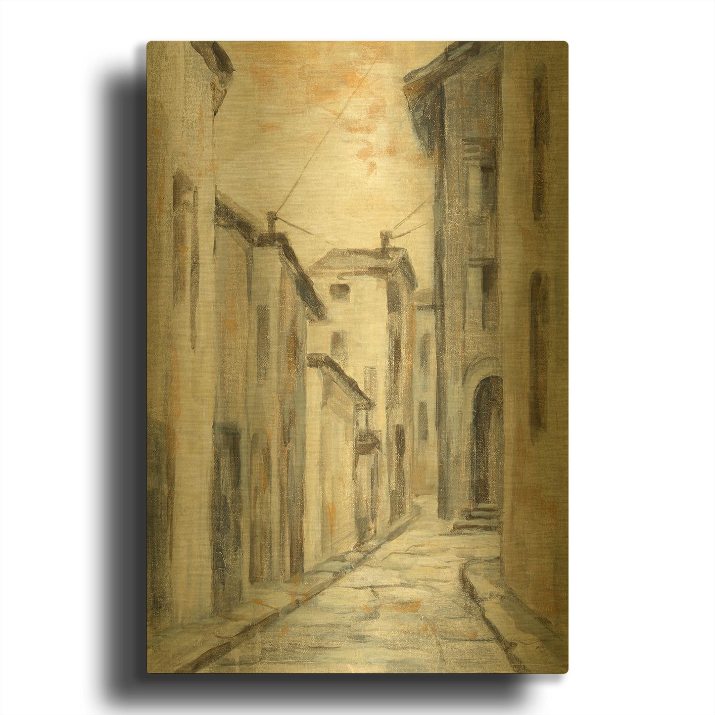 'European Village II' By Silvia Vassileva Gold Metal Wall Art