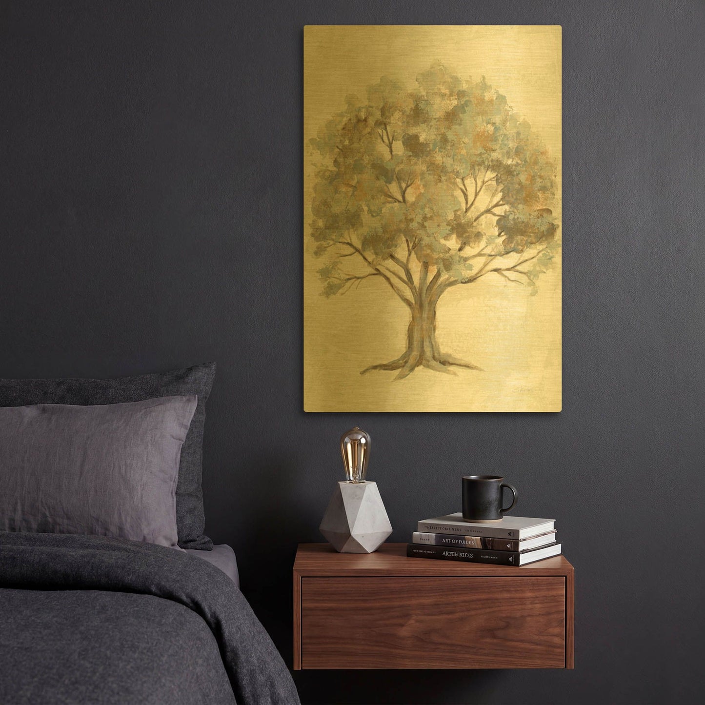'Ethereal Tree II' By Silvia Vassileva Gold Metal Wall Art