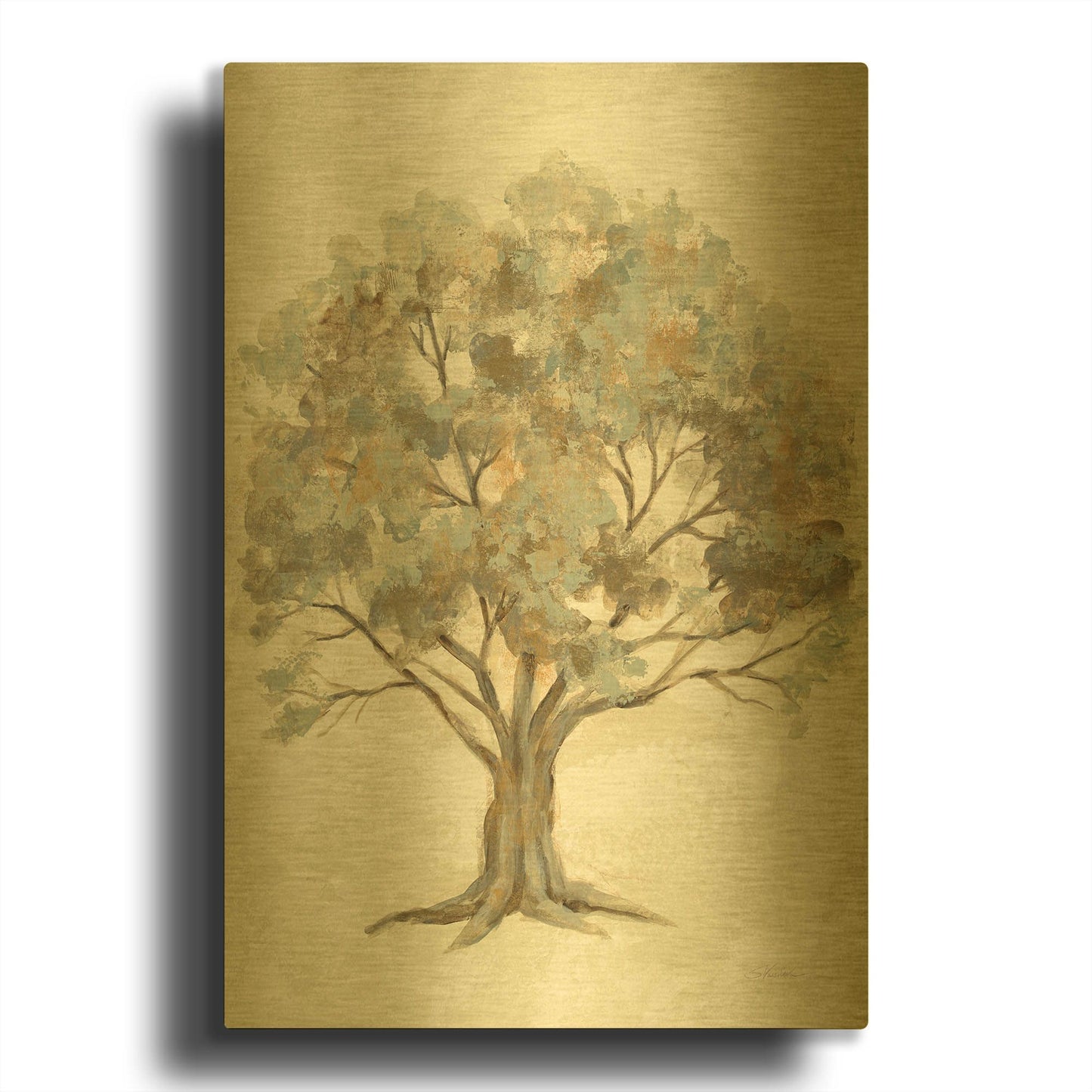 'Ethereal Tree II' By Silvia Vassileva Gold Metal Wall Art