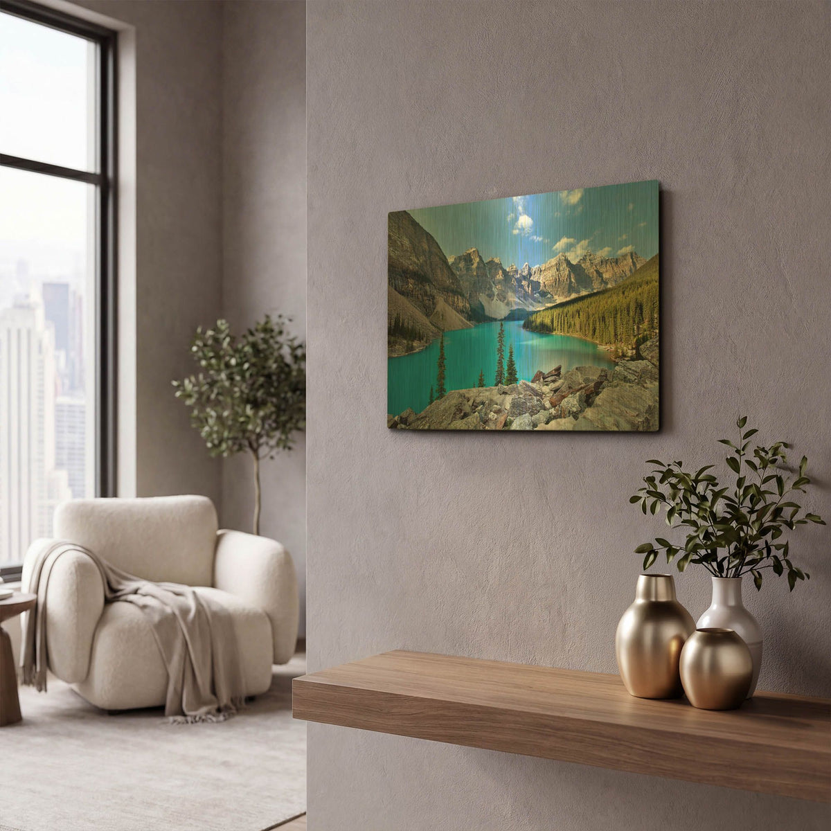 'Moraine Lake' By Larry Malvin Gold Metal Wall Art