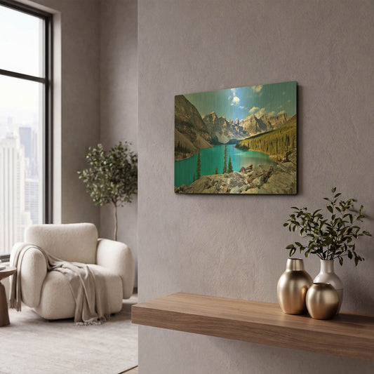 'Moraine Lake' By Larry Malvin Gold Metal Wall Art