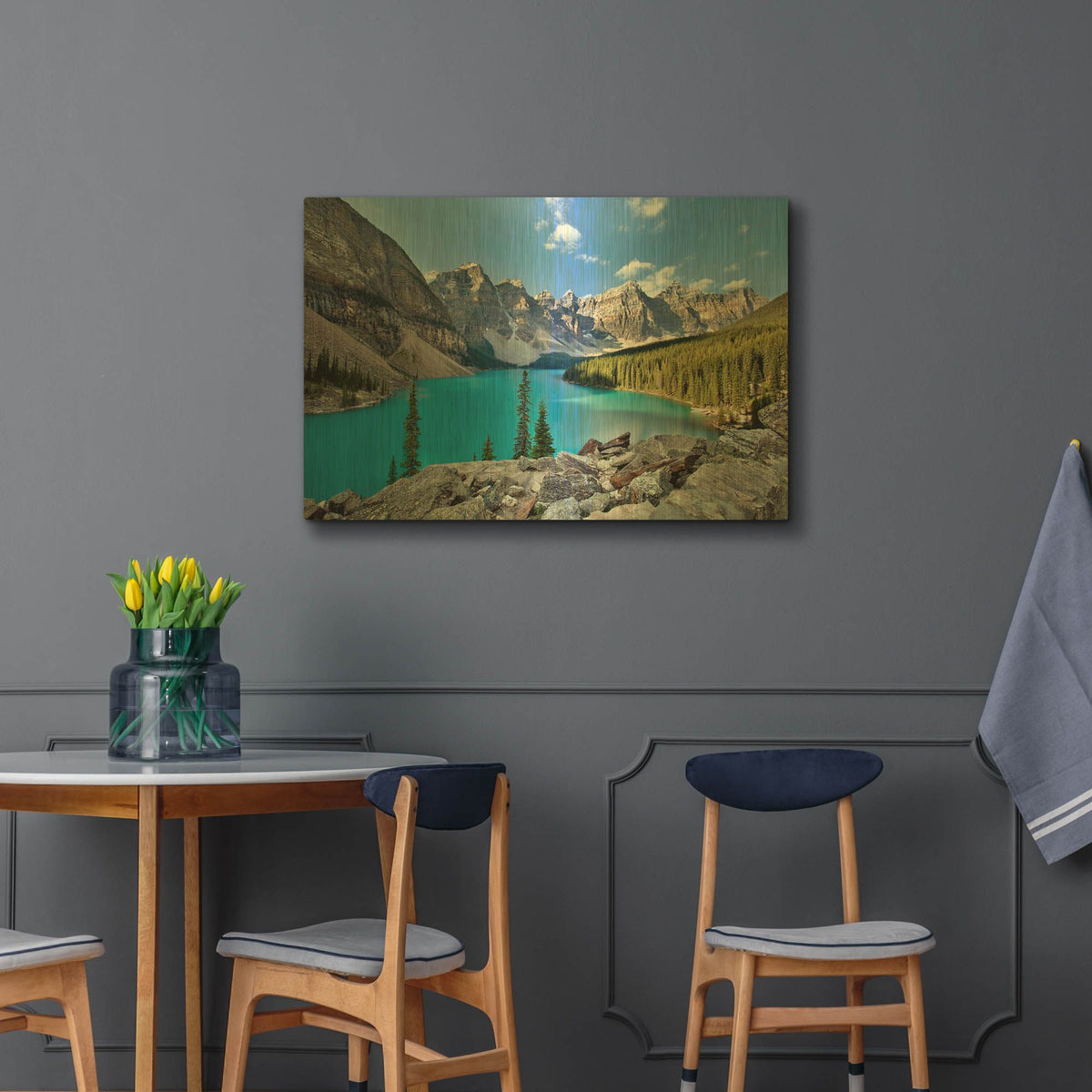 'Moraine Lake' By Larry Malvin Gold Metal Wall Art