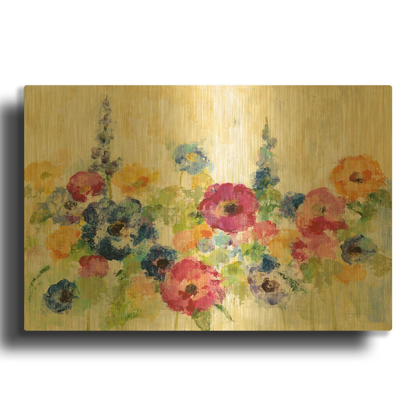 'Sunshine Field Flowers' By Silvia Vassileva Gold Metal Wall Art