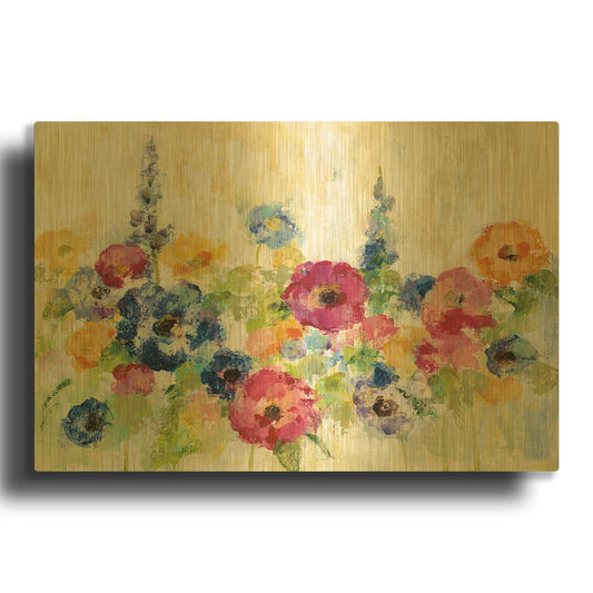 'Sunshine Field Flowers' By Silvia Vassileva Gold Metal Wall Art