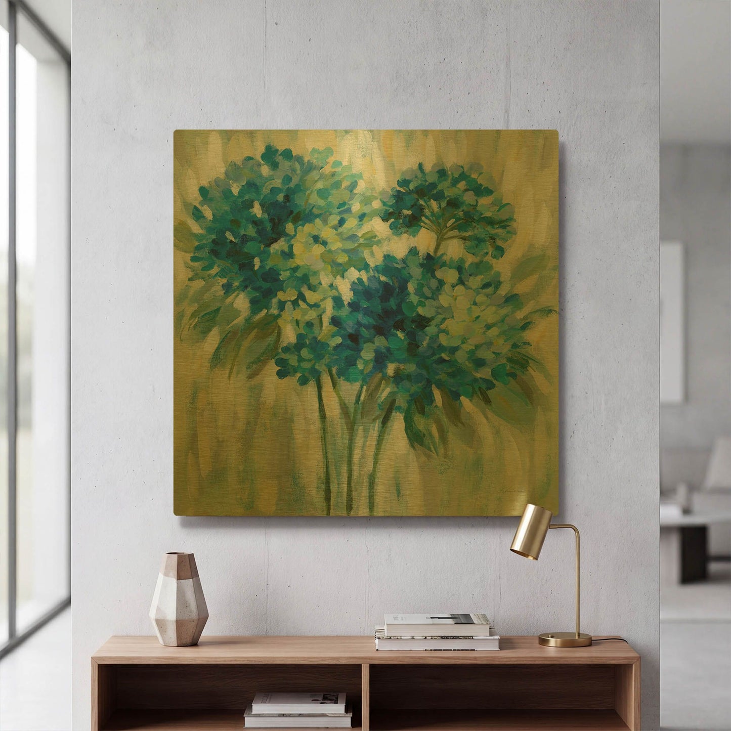 'Burst of Hydrangeas' By Silvia Vassileva Gold Metal Wall Art