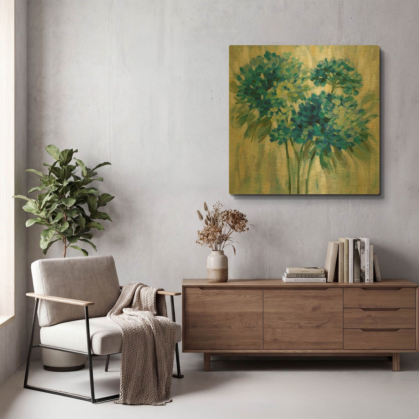 'Burst of Hydrangeas' By Silvia Vassileva Gold Metal Wall Art
