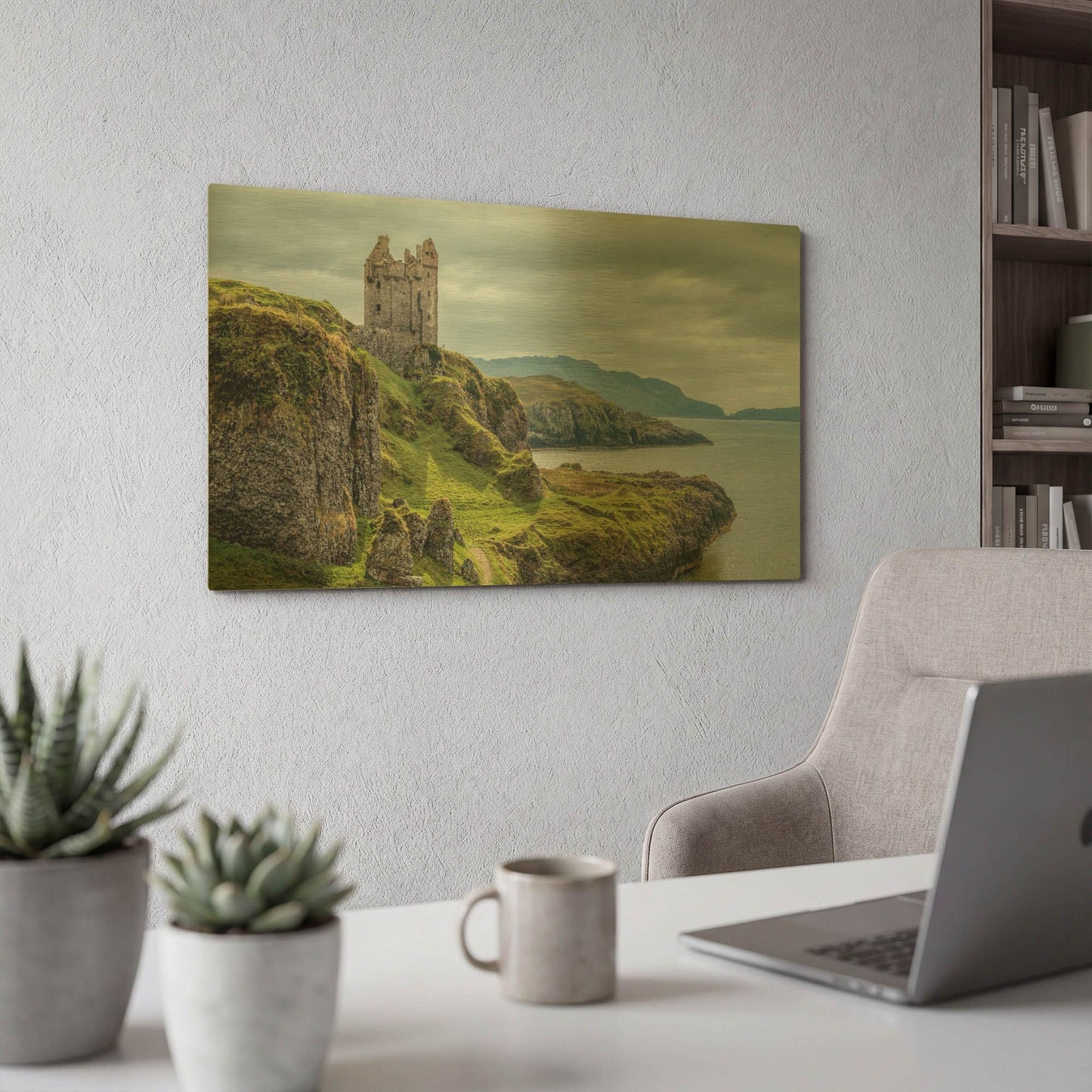 'Gylen Castle Cliff' By Larry Malvin Gold Metal Wall Art