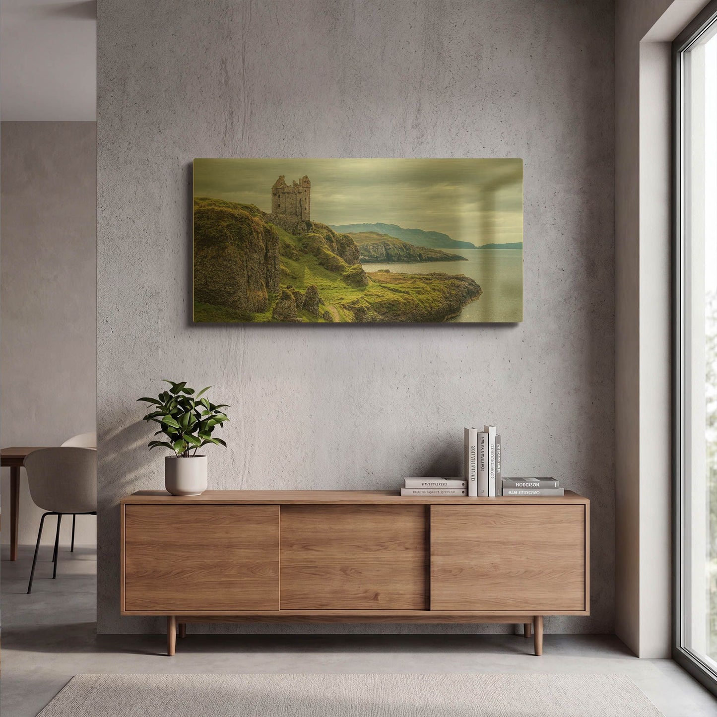 'Gylen Castle Cliff' By Larry Malvin Gold Metal Wall Art