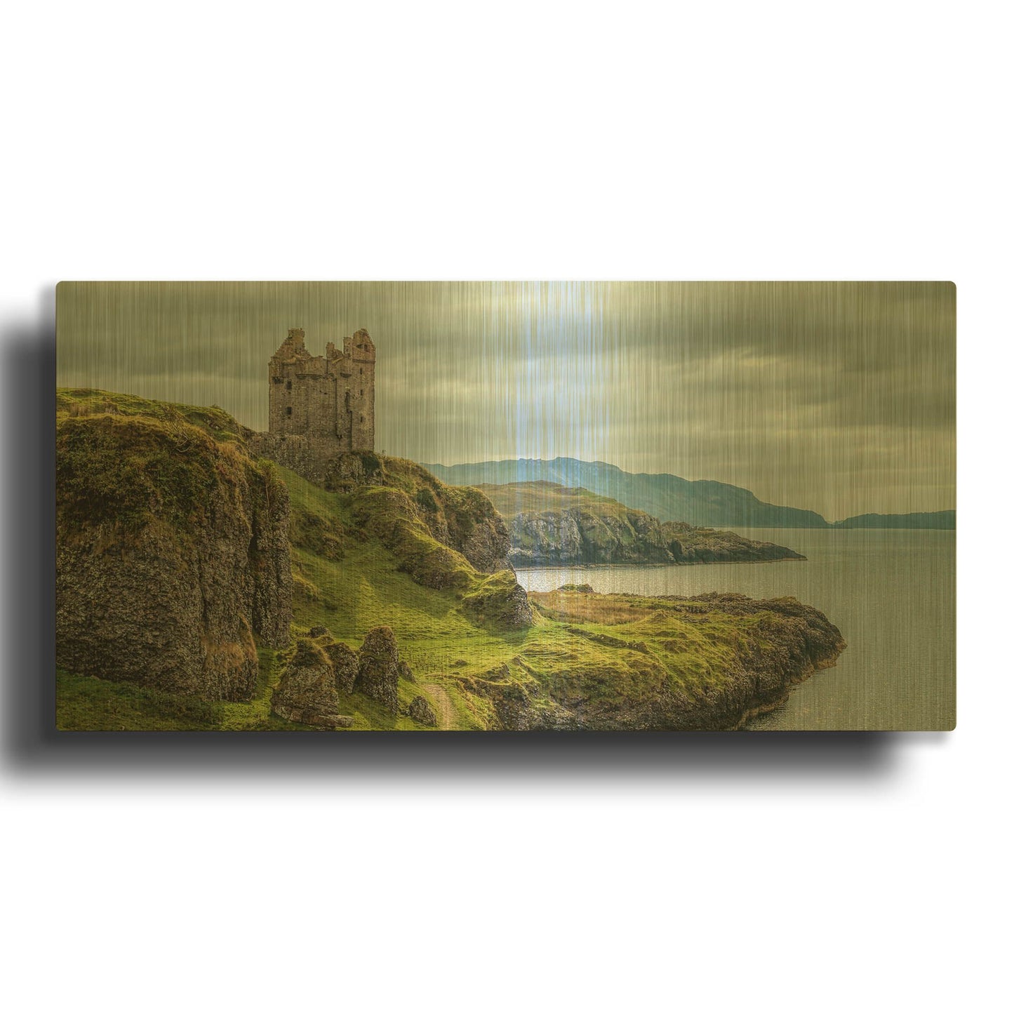 'Gylen Castle Cliff' By Larry Malvin Gold Metal Wall Art